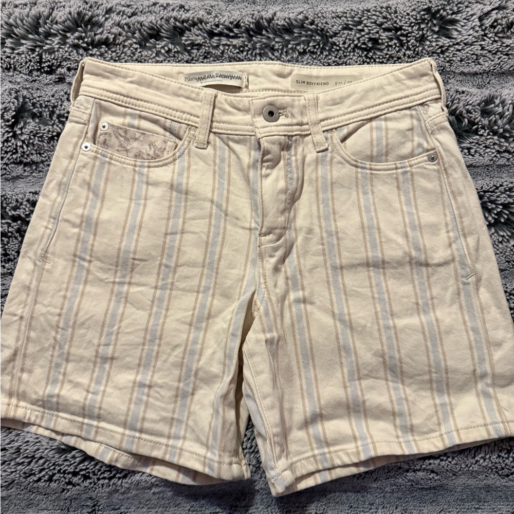 Anthropologie Striped Denim Shorts
